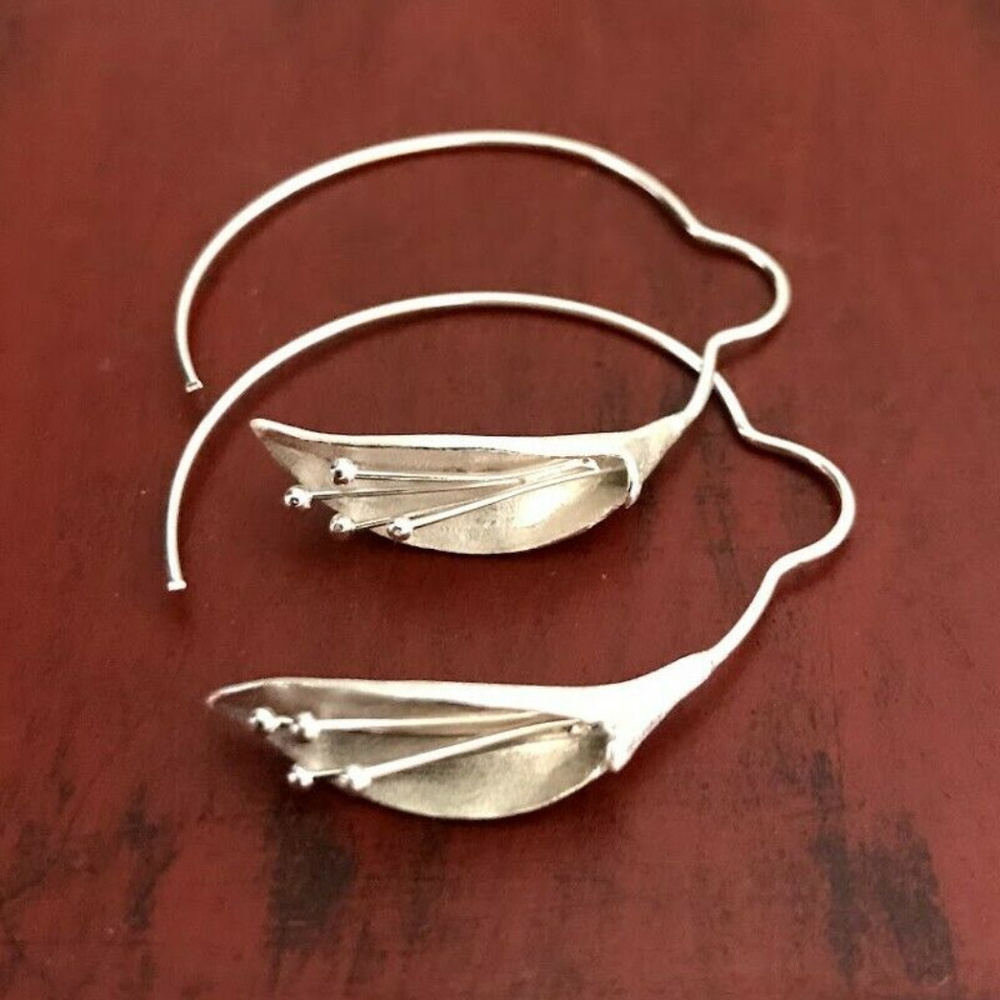 Sundance Silver Leaf Hoop Earrings